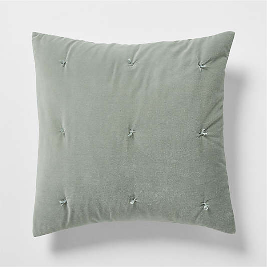 Organic Cotton Linen Velvet Shadow Sage Green Euro Bed Pillow Sham