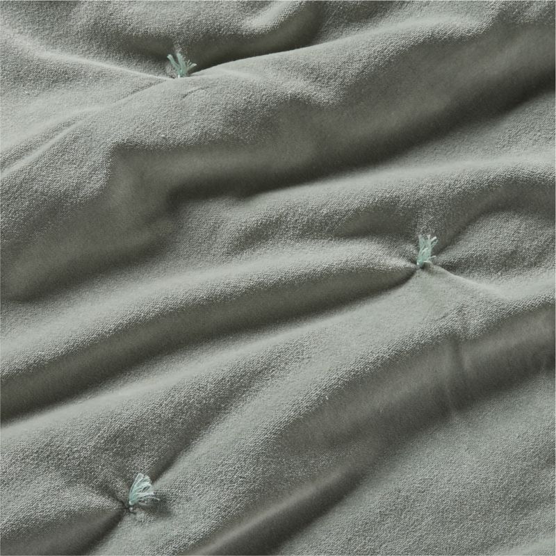 Organic Cotton Linen Velvet Sage Shadow Green King Quilt - image 9 of 11