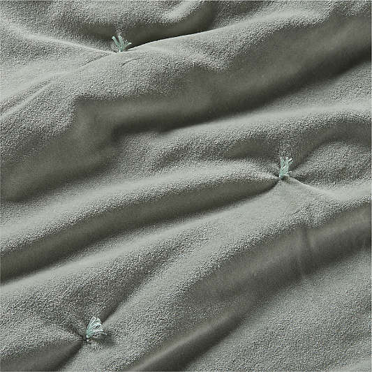 Organic Cotton Linen Velvet Shadow Sage Green Quilts