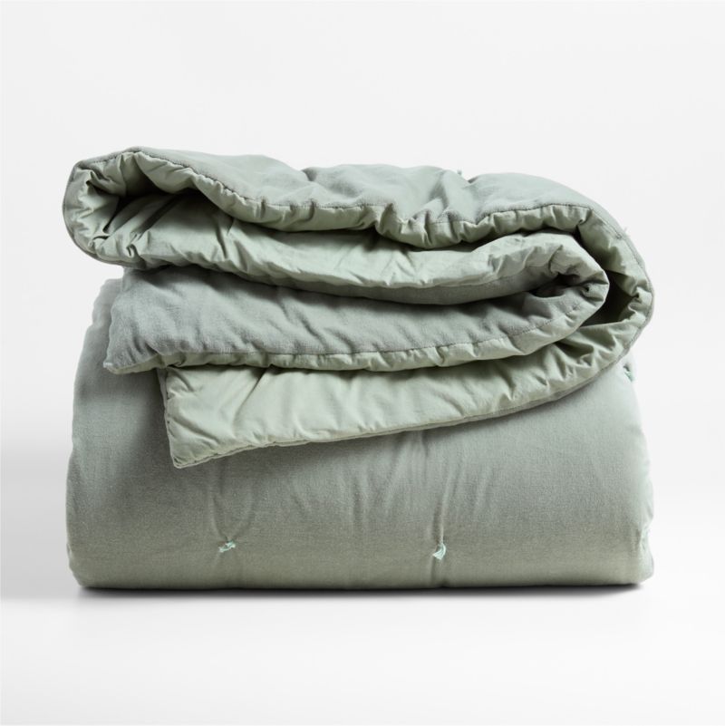 Organic Cotton Linen Velvet Sage Shadow Green King Quilt - image 7 of 11