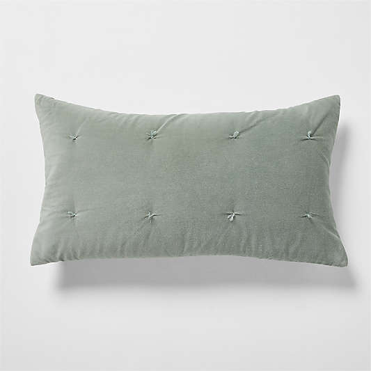 Organic Cotton Linen Velvet Shadow Sage Green King Bed Pillow Sham
