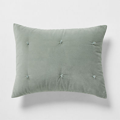 View Organic Cotton Linen Velvet Shadow Sage Green Standard Bed Pillow Sham details