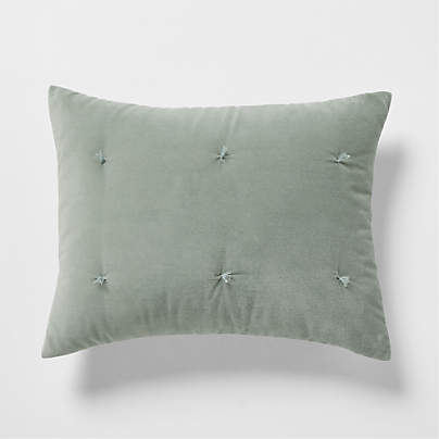 Organic Cotton Linen Velvet Shadow Sage Green Standard Bed Pillow Sham