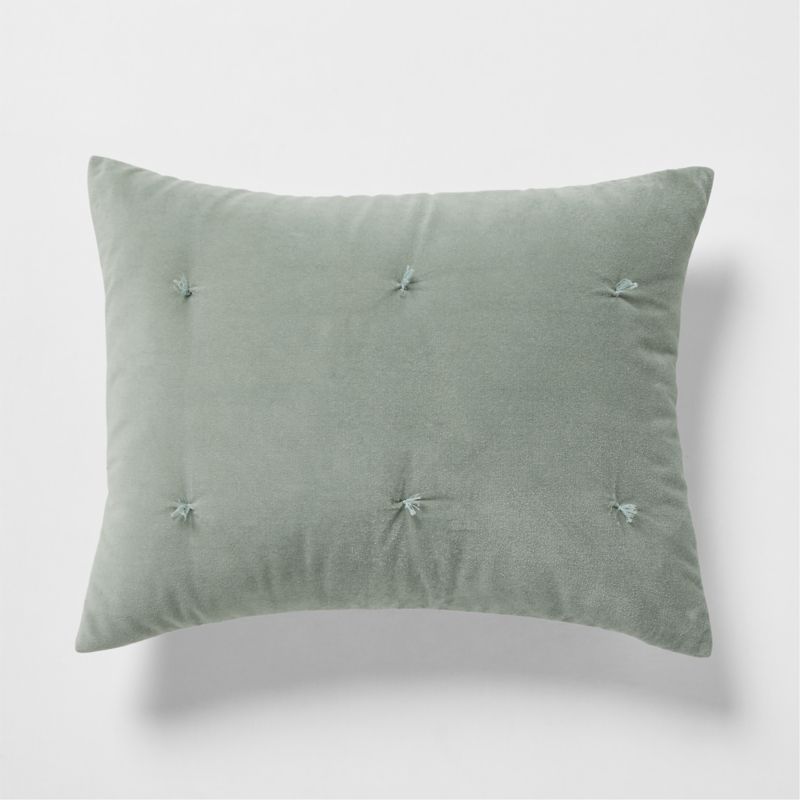 Organic Cotton Linen Velvet Shadow Sage Green King Bed Pillow Sham