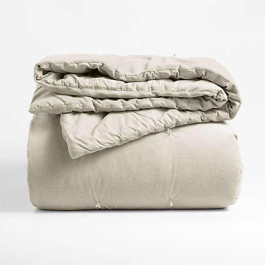 Organic Cotton Linen Velvet Sand Beige King Quilt