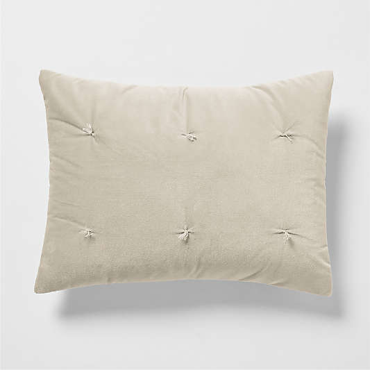 Organic Cotton Linen Velvet Sand Beige Bed Pillow Sham