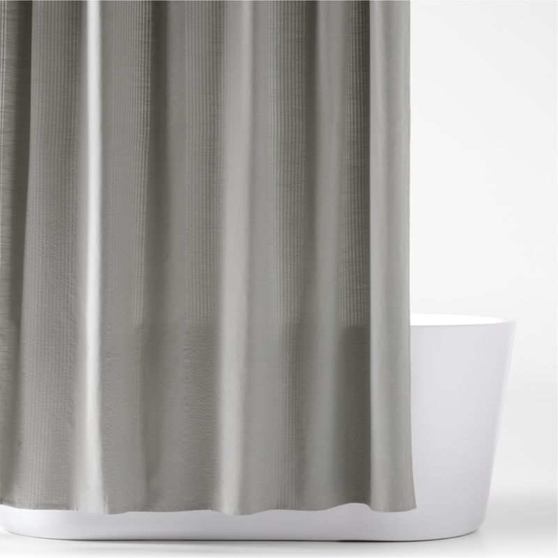 Organic Cotton Pebble Grey Seersucker Shower Curtain