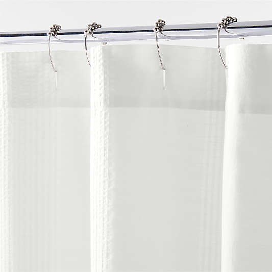 Organic Cotton White Seersucker Shower Curtain