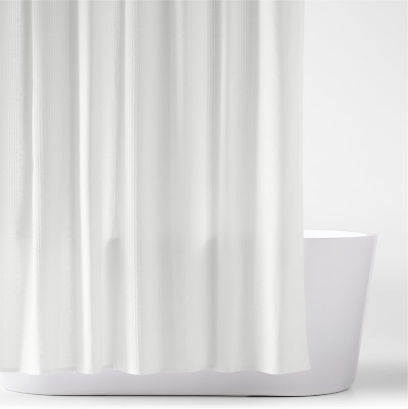 Organic Cotton White Seersucker Shower Curtain