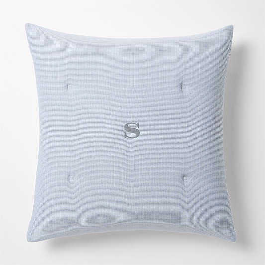Organic Cotton Textured Blue Euro Bed Pillow Sham