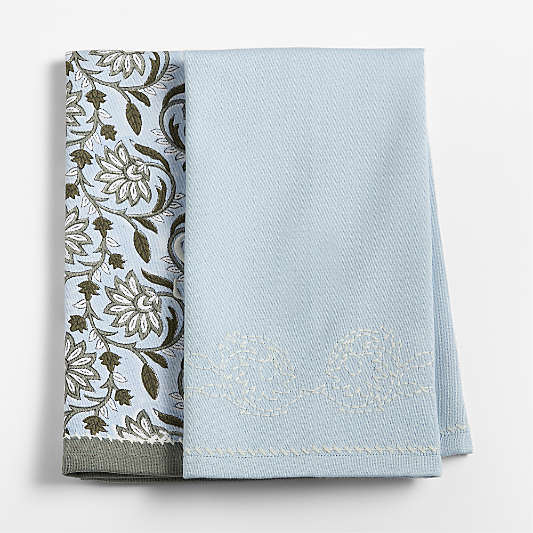 Organic Cotton Vine Print Hand Towels, Set of 2