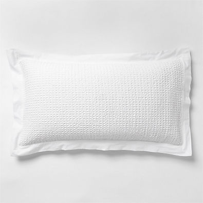 View Organic Cotton Waffle Crisp White King Bed Pillow Sham details
