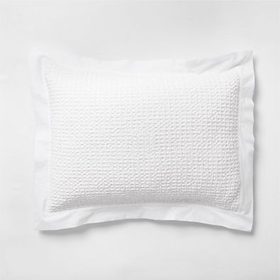 View Organic Cotton Waffle Crisp White Standard Bed Pillow Sham details