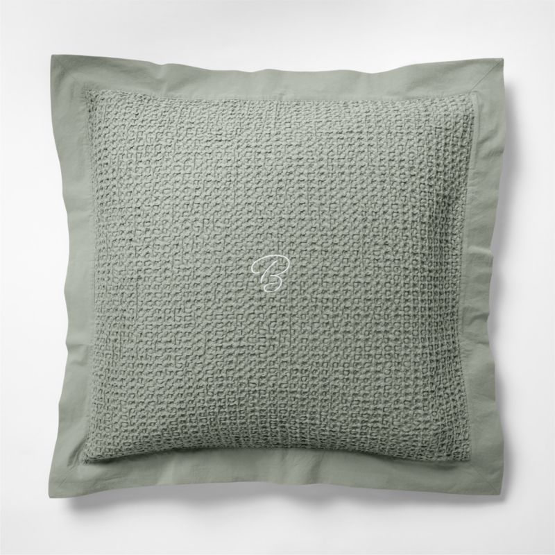 Organic Cotton Waffle Sage Shadow Green Euro Bed Pillow Sham - image 8 of 9