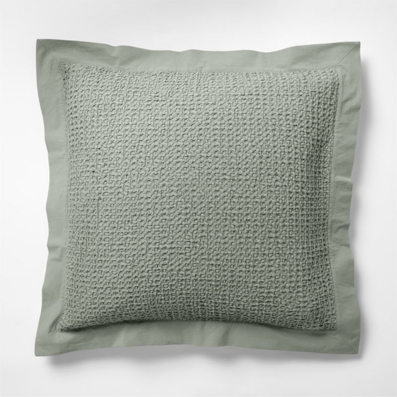 Organic Cotton Waffle Sage Shadow Green Euro Bed Pillow Sham - image 0 of 9