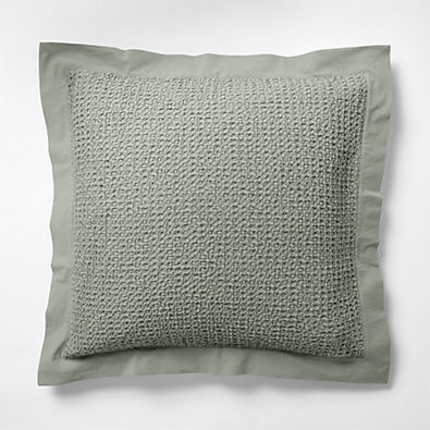 View Organic Cotton Waffle Shadow Sage Green Euro Bed Pillow Sham details