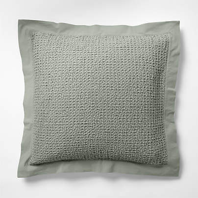 Organic Cotton Waffle Shadow Sage Green Euro Bed Pillow Sham