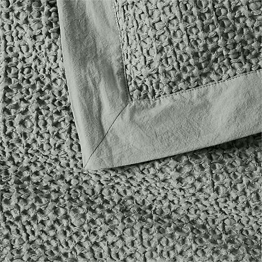 Organic Cotton Waffle Shadow Sage Green King Duvet Cover