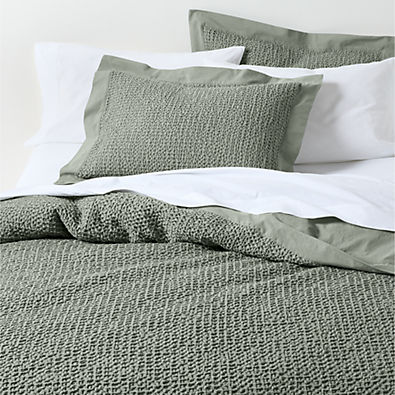 View Organic Cotton Waffle Shadow Sage Green King Duvet Cover details