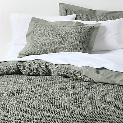 Organic Cotton Waffle Shadow Sage Green King Duvet Cover