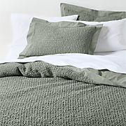 Organic Cotton Waffle Shadow Sage Green Full/Queen Duvet Cover