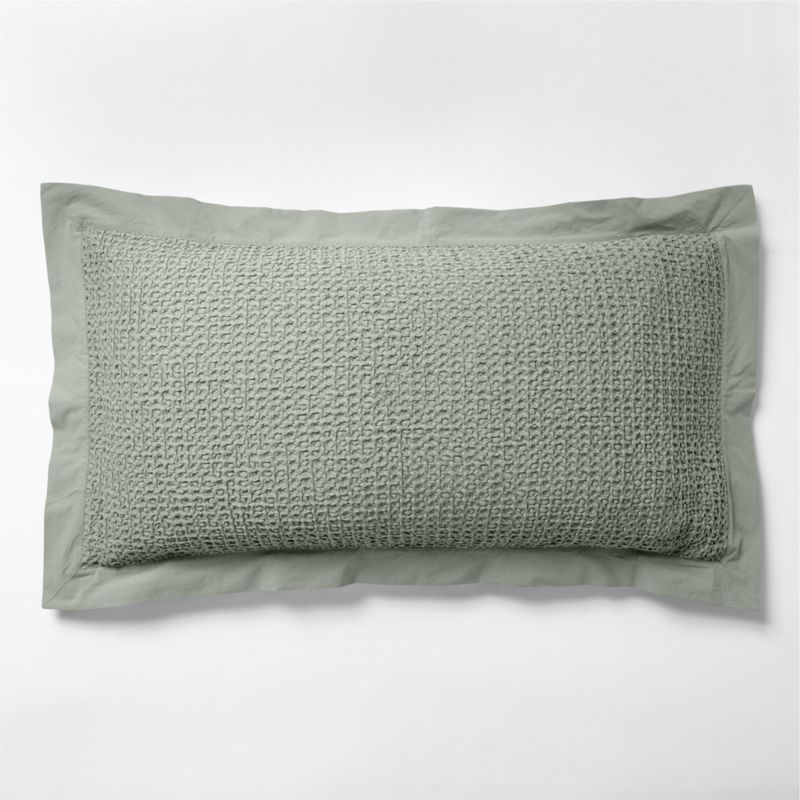 Viewing product image Organic Cotton Waffle Sage Shadow Green King Bed Pillow Sham - image 1 of 7