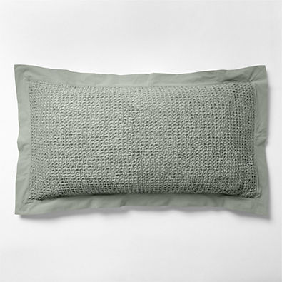 View Organic Cotton Waffle Shadow Sage Green King Bed Pillow Sham details