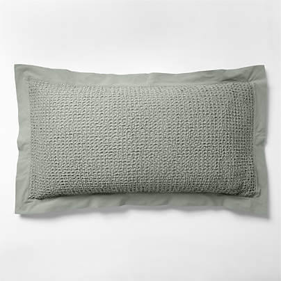 Organic Cotton Waffle Shadow Sage Green King Bed Pillow Sham