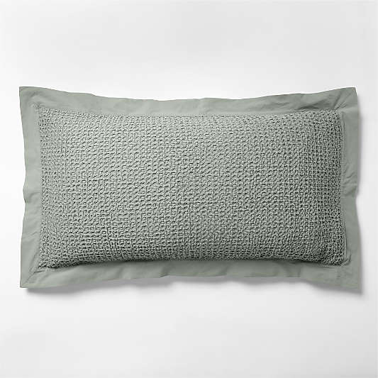 Organic Cotton Waffle Sage Shadow Green King Bed Pillow Sham