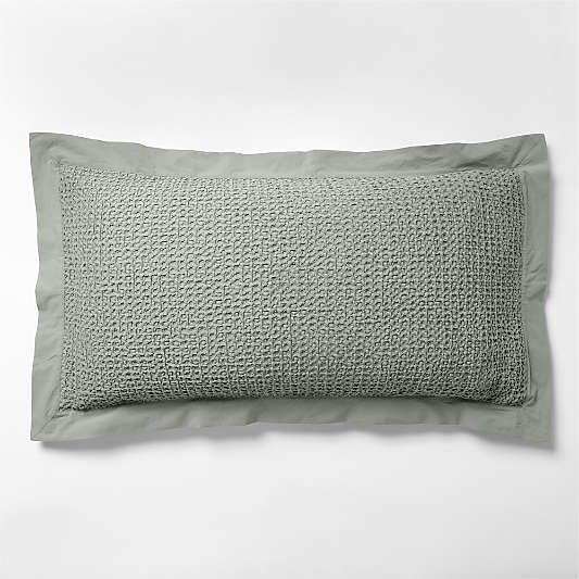 Organic Cotton Waffle Shadow Sage Green King Bed Pillow Sham