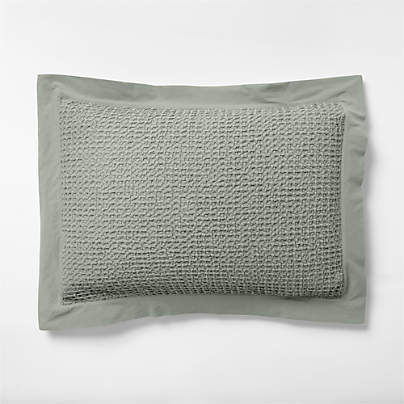Organic Cotton Waffle Shadow Sage Green Standard Bed Pillow Sham