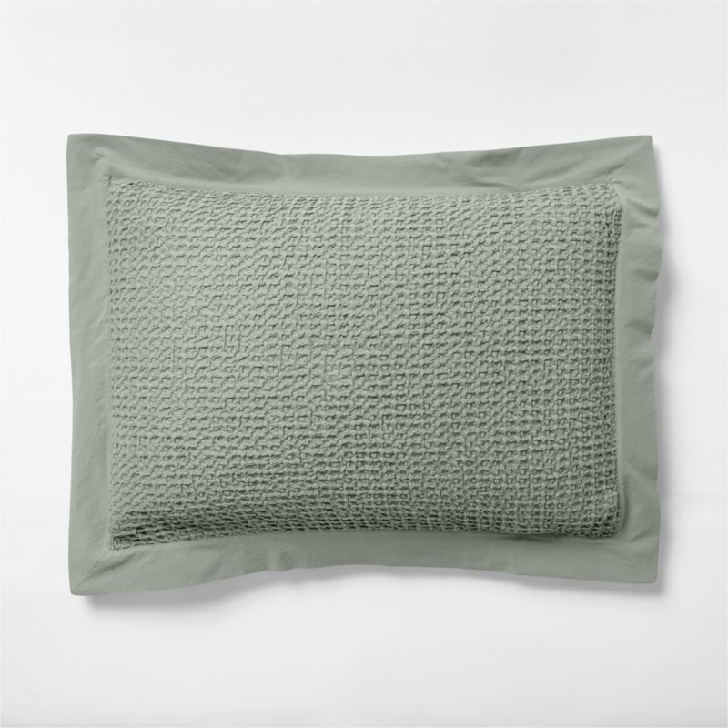 Organic Cotton Waffle Sage Shadow Green King Bed Pillow Sham