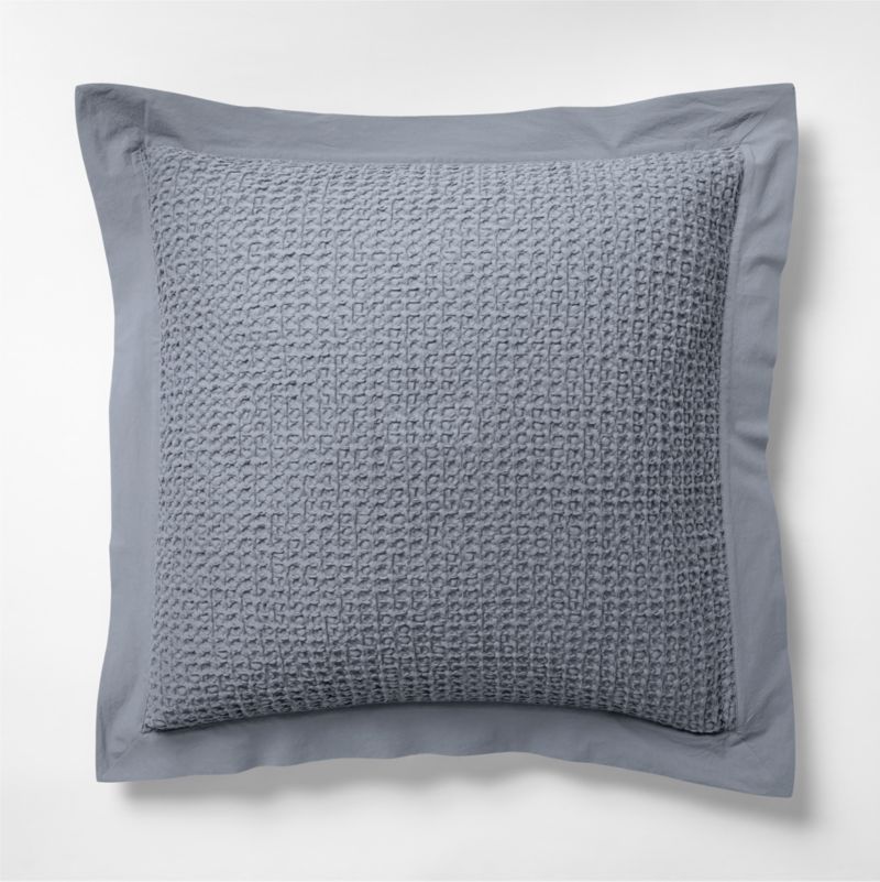 Organic Cotton Waffle Smoke Blue Euro Bed Pillow Sham - image 0 of 10