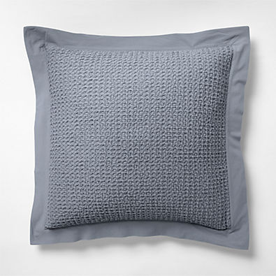 View Organic Cotton Waffle Smoke Blue Euro Bed Pillow Sham details