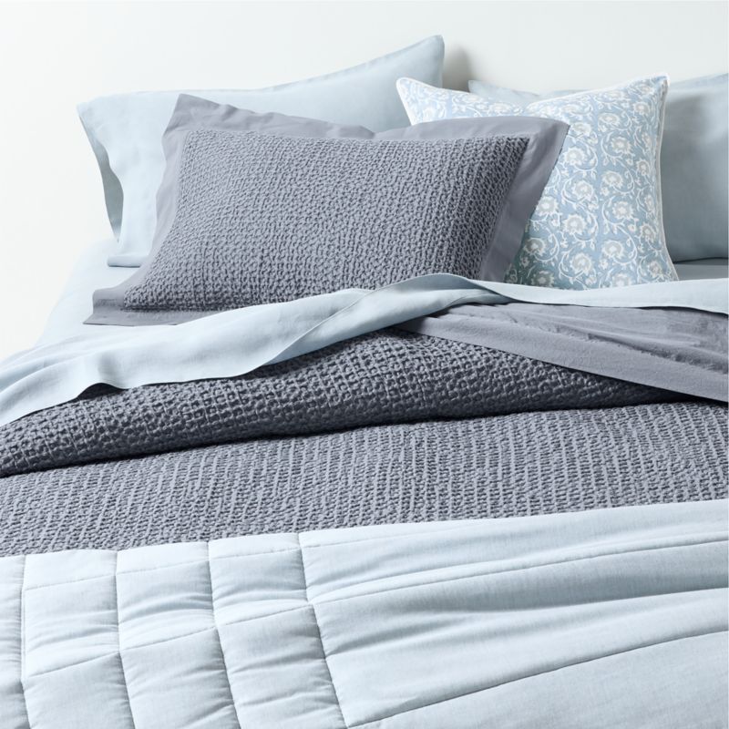 Organic Cotton Waffle Smoke Blue King Duvet Cover - image 2 of 8