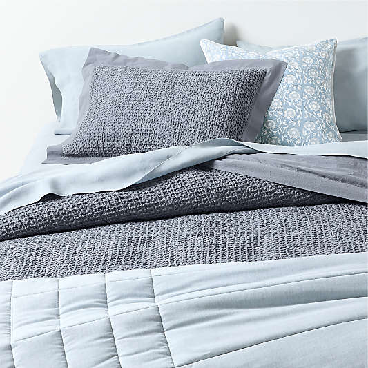 Organic Cotton Waffle Smoke Blue Duvet Cover