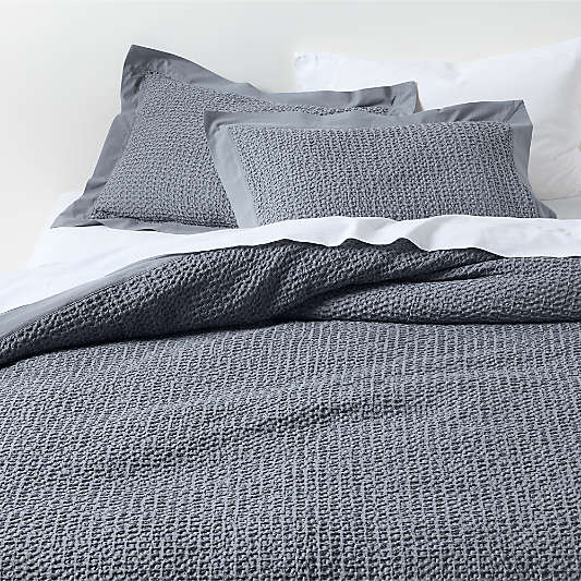 Organic Cotton Waffle Smoke Blue Duvet Cover