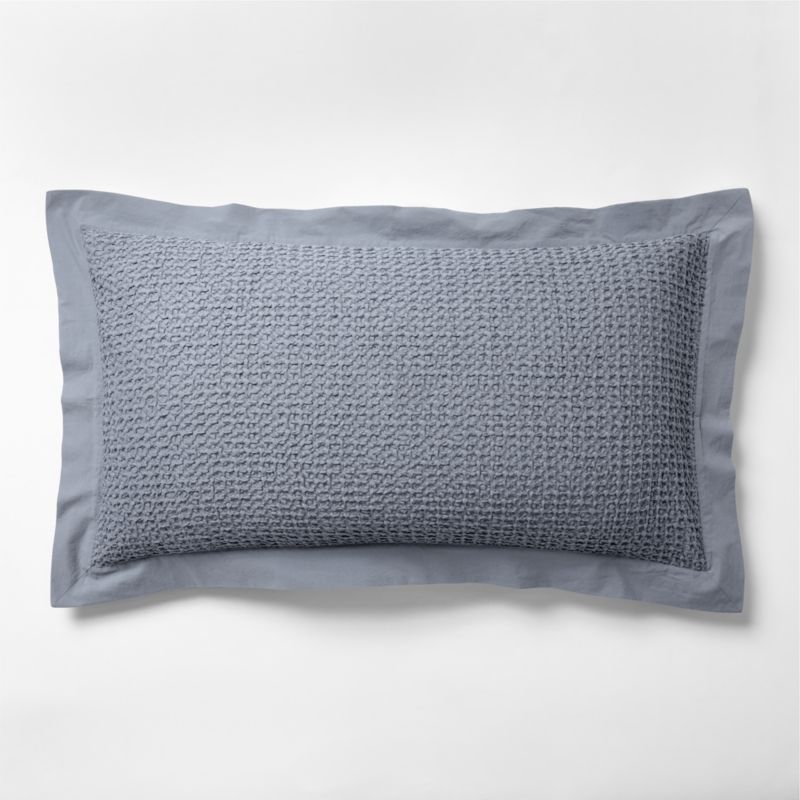 Viewing product image Organic Cotton Waffle Smoke Blue King Bed Pillow Sham - image 1 of 8