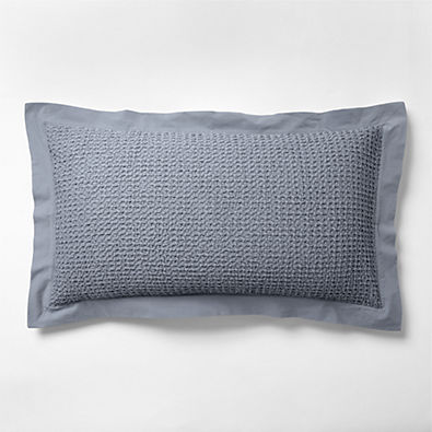 View Organic Cotton Waffle Smoke Blue King Bed Pillow Sham details