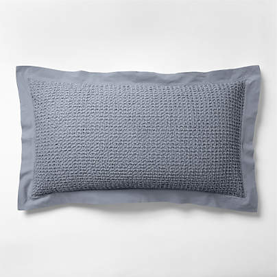 Organic Cotton Waffle Smoke Blue King Bed Pillow Sham