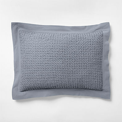 View Organic Cotton Waffle Smoke Blue Standard Bed Pillow Sham details