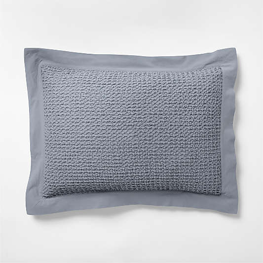 Organic Cotton Waffle Smoke Blue Bed Pillow Sham