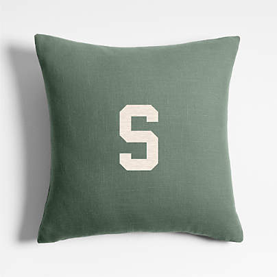 Organic Cotton Monogrammable 20"x20" Vintage Green Throw Pillow Cover