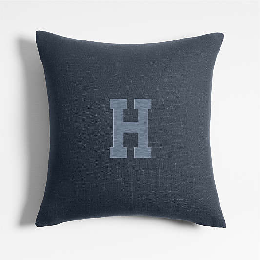 Organic Cotton Monogrammable 20"x20" Deep Indigo Throw Pillow Cover