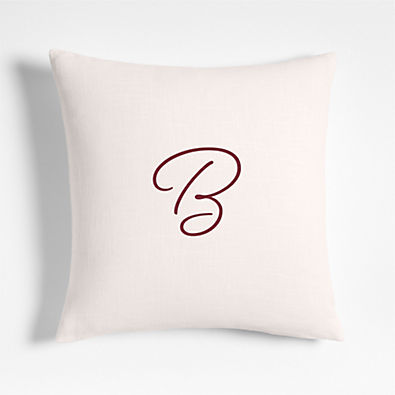 View Organic Cotton Monogrammable 20"x20" Pampas Ivory Throw Pillow Cover details