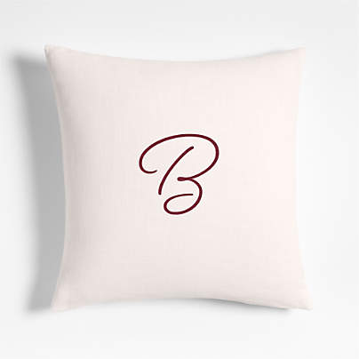Organic Cotton Monogrammable 20"x20" Pampas Ivory Throw Pillow with Down-Alternative Insert