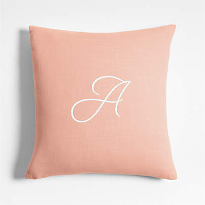 Organic Cotton Monogrammable 20"x20" Elegant Pink Throw Pillow with Down-Alternative Insert