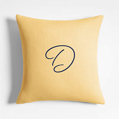 Organic Cotton Monogrammable 20"x20" Lemon Sorbet Yellow Throw Pillow with Down-Alternative Insert