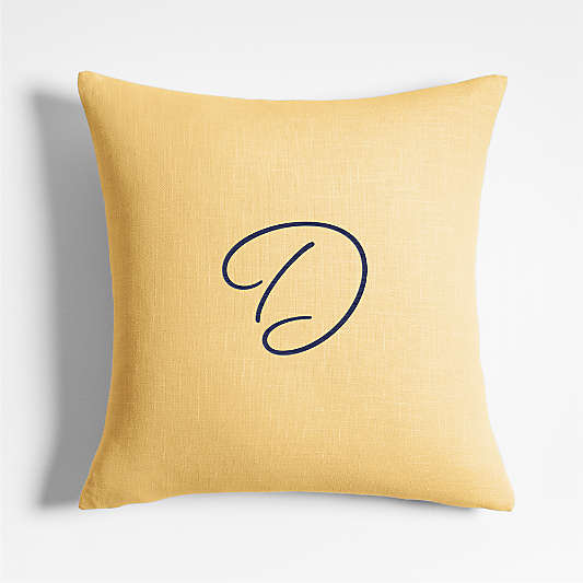 Organic Cotton Monogrammable 20"x20" Lemon Sorbet Yellow Throw Pillow Cover