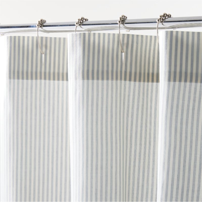 Organic Cotton Mist Blue Classic Stripe Shower Curtain - image 5 of 6